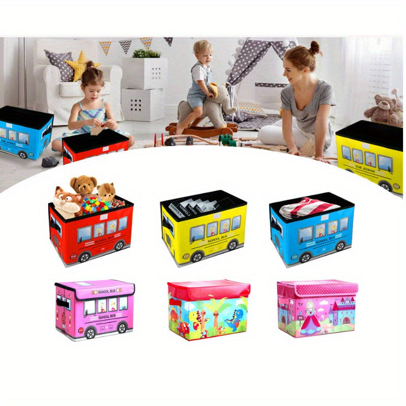 Car design foldable storage box, ideal for toys, clothes, and books. Easy to clean fabric organizer for toys, under-bed storage.