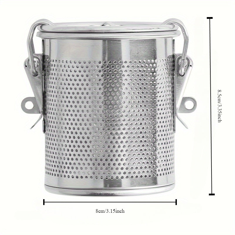 Durable Stainless Steel Spice Infuser with Secure Lid and Chain Hook - Fine Mesh Tea Strainer, Heat-Resistant Seasoning Basket for Home, Restaurant, and Camping