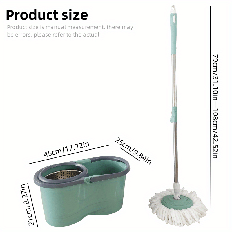 The Dual-Power Spin Mop and Bucket Set is perfect for all your cleaning needs. With super absorbent technology, it's ideal for both wet and dry floors. This durable and easy-to-use home cleaning tool is made with high-quality plastic material that is