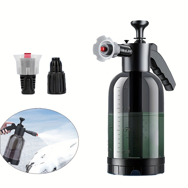 1pc ProHandheld 2L Plastic Car Wash Sprayer with Adjustable Nozzle - Multipurpose Water Spray Bottle for Automotive, Home, Garden, Outdoor Cleaning - Portable Foam Sprayer with 60° Fan