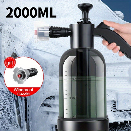 1pc ProHandheld 2L Plastic Car Wash Sprayer with Adjustable Nozzle - Multipurpose Water Spray Bottle for Automotive, Home, Garden, Outdoor Cleaning - Portable Foam Sprayer with 60° Fan