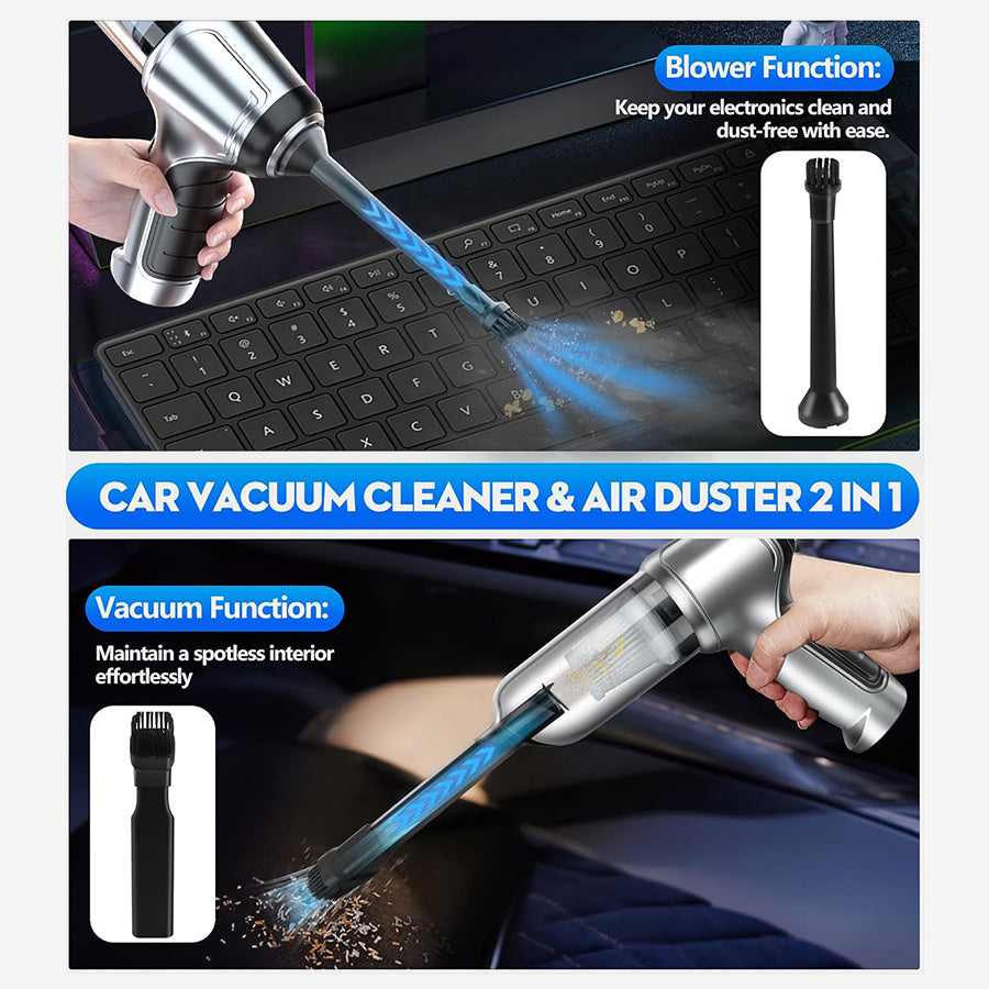 Handheld Vacuum Cleaner with 4 Functions: Strong Suction Power of 15000Pa, Ideal for Dust, Debris, and Pet Hair. Features USB Rechargeable 80W High Power, Aluminum Fan Blades, Multi-Accessories, and Portable Mini Design for Home & Car Use. Includes