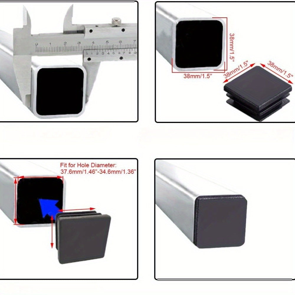 Square floor protector caps with high quality, measuring 60*60mm, designed for home use on chair furniture plastic tubes.