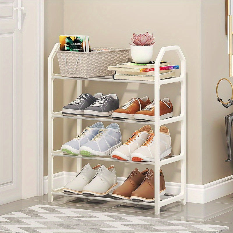 Black Stainless Steel 4-Tier Stackable Shoe Rack - Space-Saving Organizer for Closet, Entryway, and Hallway