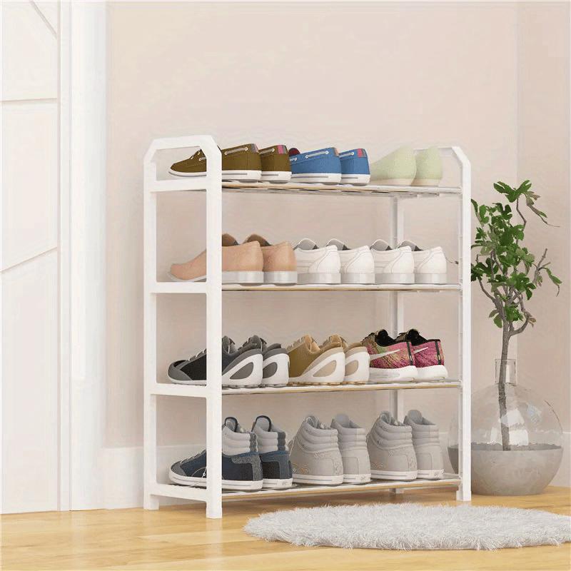 4-Tier Stackable Shoe Rack in Space-Saving Design - Black Stainless Steel Organizer for Closet, Entryway & Hallway, Free Standing