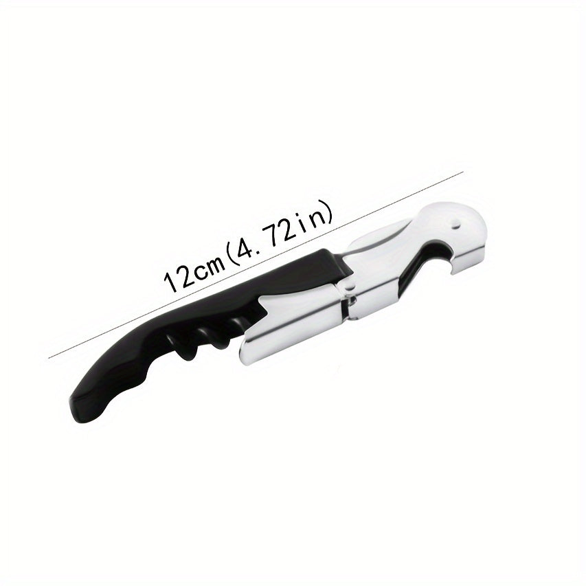 Chef Craft Select Server Seahorse Wine Opener: Multi-function tool with foil cutters, wine key, bottle opener, and beer cap opener. Stainless steel with black finish. 12.7cm long.