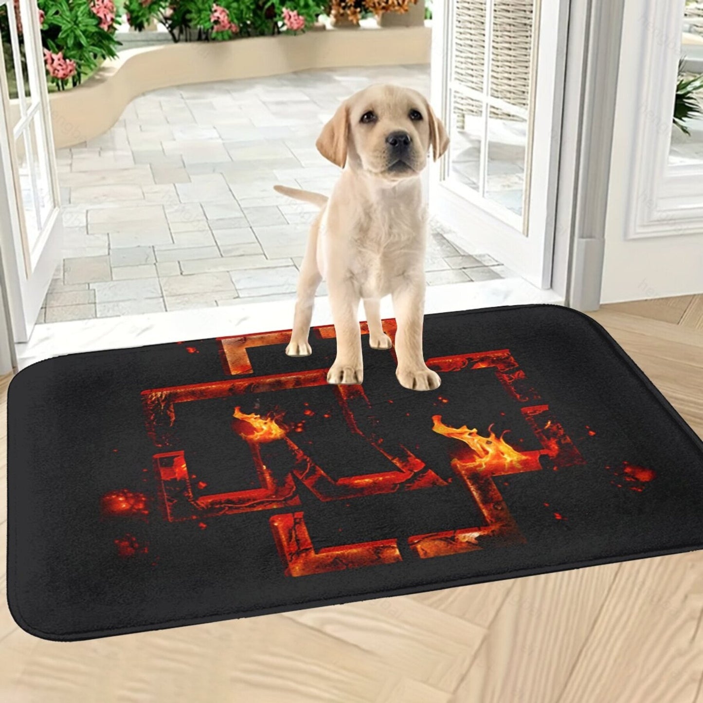 One-piece Just-in-Time Ramming Stone Doormat featuring a rectangular polyester bath mat that is lightweight and machine-made. This home decor piece is machine washable and perfect for use in the entryway, kitchen, balcony, or bathroom.