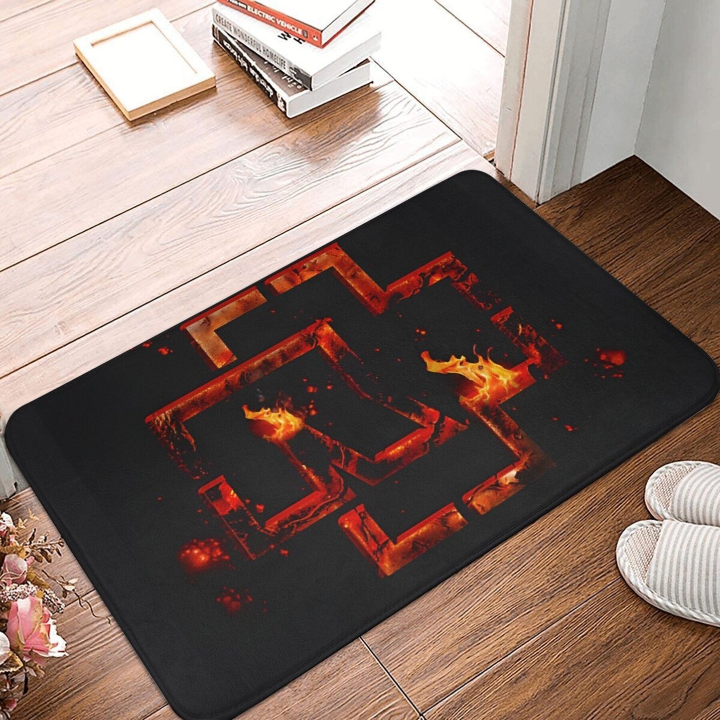 One-piece Just-in-Time Ramming Stone Doormat featuring a rectangular polyester bath mat that is lightweight and machine-made. This home decor piece is machine washable and perfect for use in the entryway, kitchen, balcony, or bathroom.