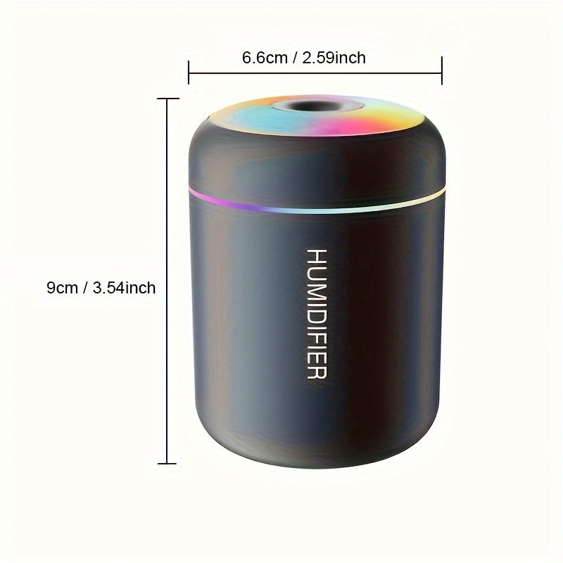 USB portable air humidifier with LED night light, push button control, PP material, ≤36V operating voltage, 180ml capacity for car, office, home, yoga & spa. Components not included.