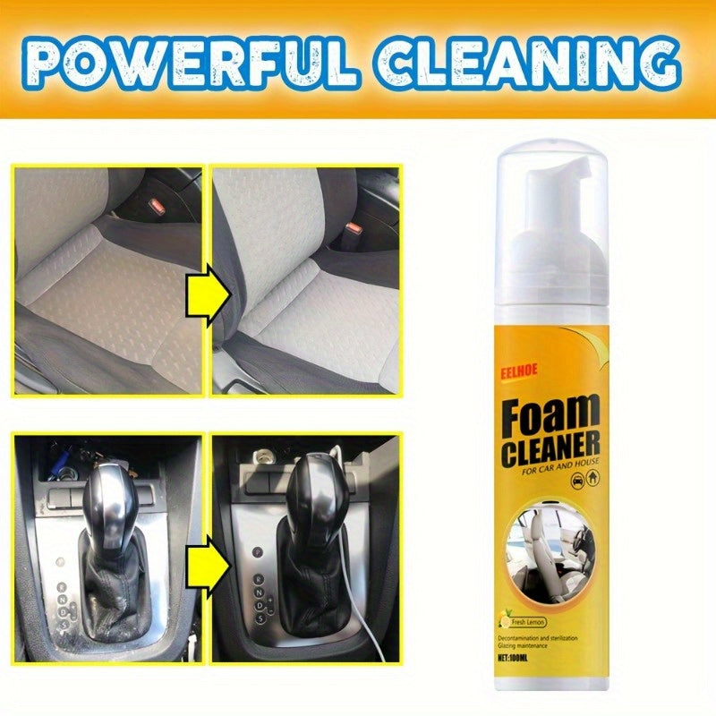 Multi-purpose foam cleaner for car upholstery care, safe for plastic surfaces. Ideal for removing stains from seats and steering wheel.