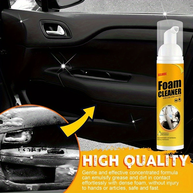 Multi-purpose foam cleaner for car upholstery care, safe for plastic surfaces. Ideal for removing stains from seats and steering wheel.