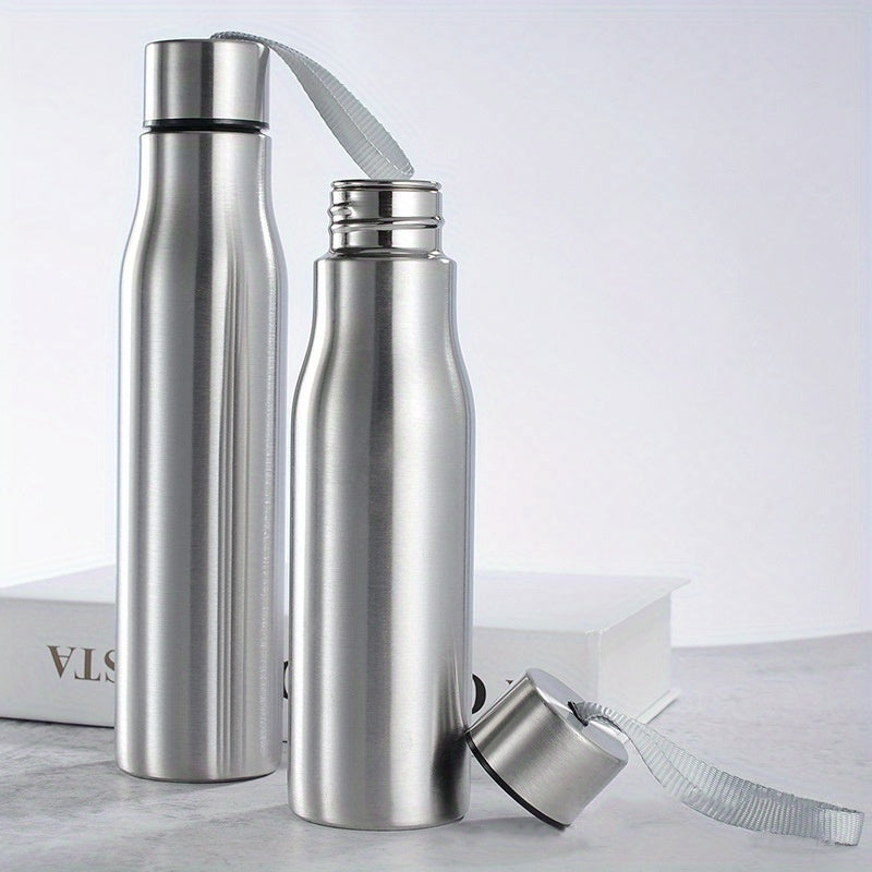 Stainless steel water bottle, round shape, 750ml/1000ml, lightweight, PVC-free, handwash only, ideal for fitness, travel, and outdoor activities.