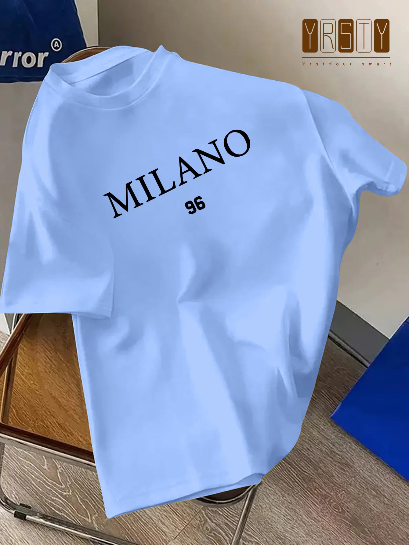 MILANO 96 Print Men's Crew Neck Short Sleeve T-shirt, Casual Tops for Daily Wear, Fashionable Gift.