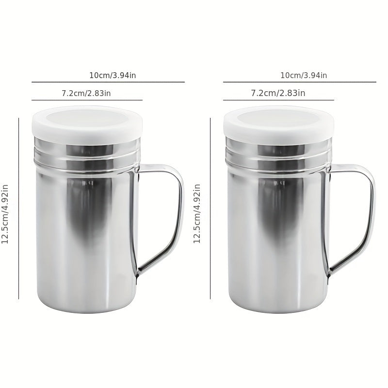 Durable Kitchen Essential: Reusable Stainless Steel Shaker for Powdered Sugar & Cocoa - Multi-Purpose Mesh Dispenser for Baking and Beverages