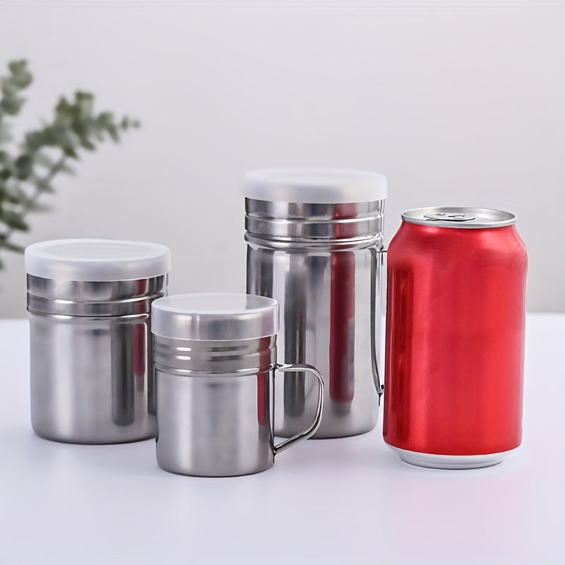 Durable Kitchen Essential: Reusable Stainless Steel Shaker for Powdered Sugar & Cocoa - Multi-Purpose Mesh Dispenser for Baking and Beverages