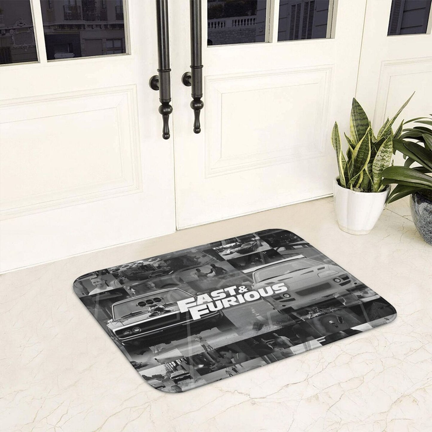 Non-Slip Fast & Furious Movie Themed Doormat for Living Room, Hallway, Home Christmas Decor - Machine Washable, Lightweight - Suitable for Areas Larger than 2.16m² or Longest Sides Longer than 1.8M