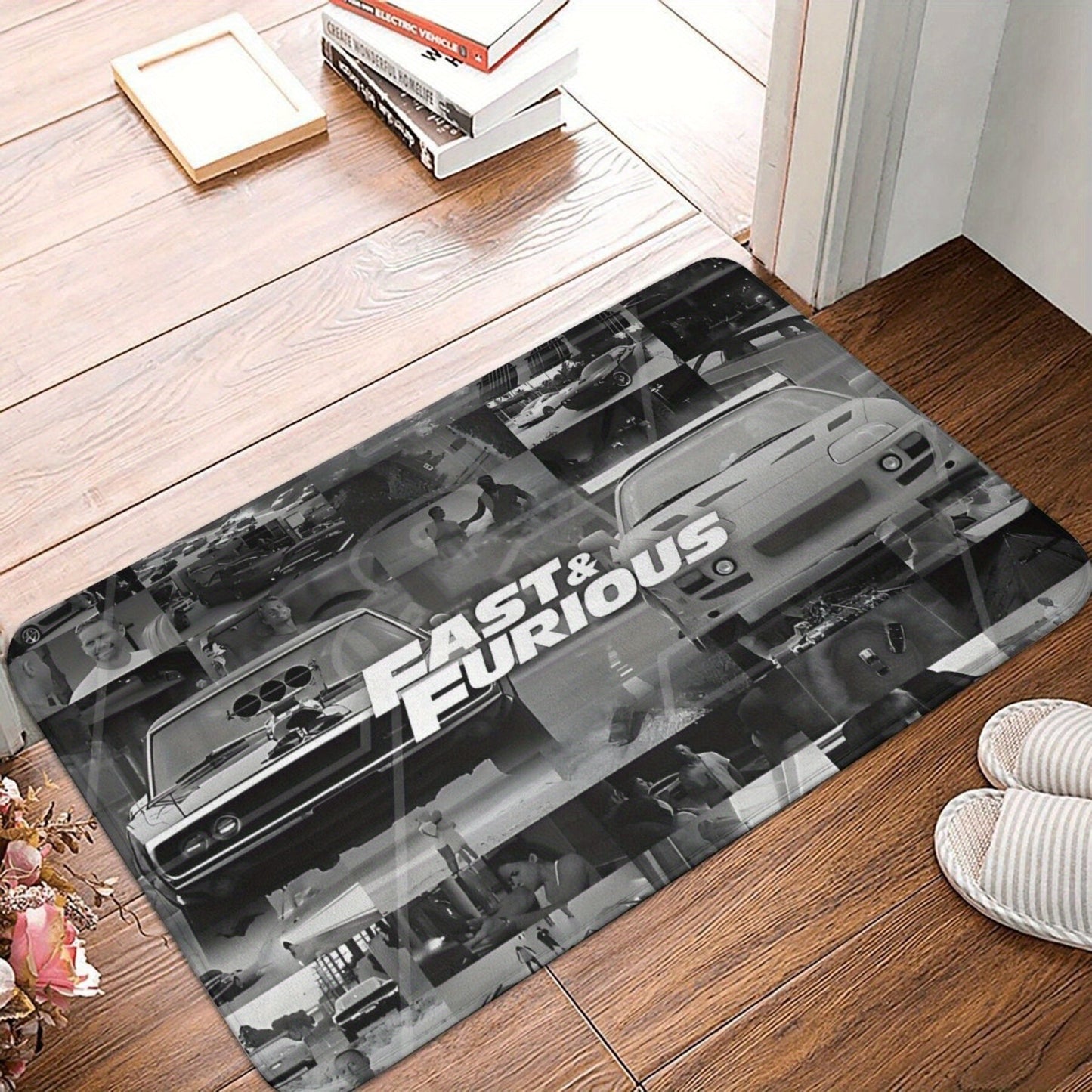 Non-Slip Fast & Furious Movie Themed Doormat for Living Room, Hallway, Home Christmas Decor - Machine Washable, Lightweight - Suitable for Areas Larger than 2.16m² or Longest Sides Longer than 1.8M