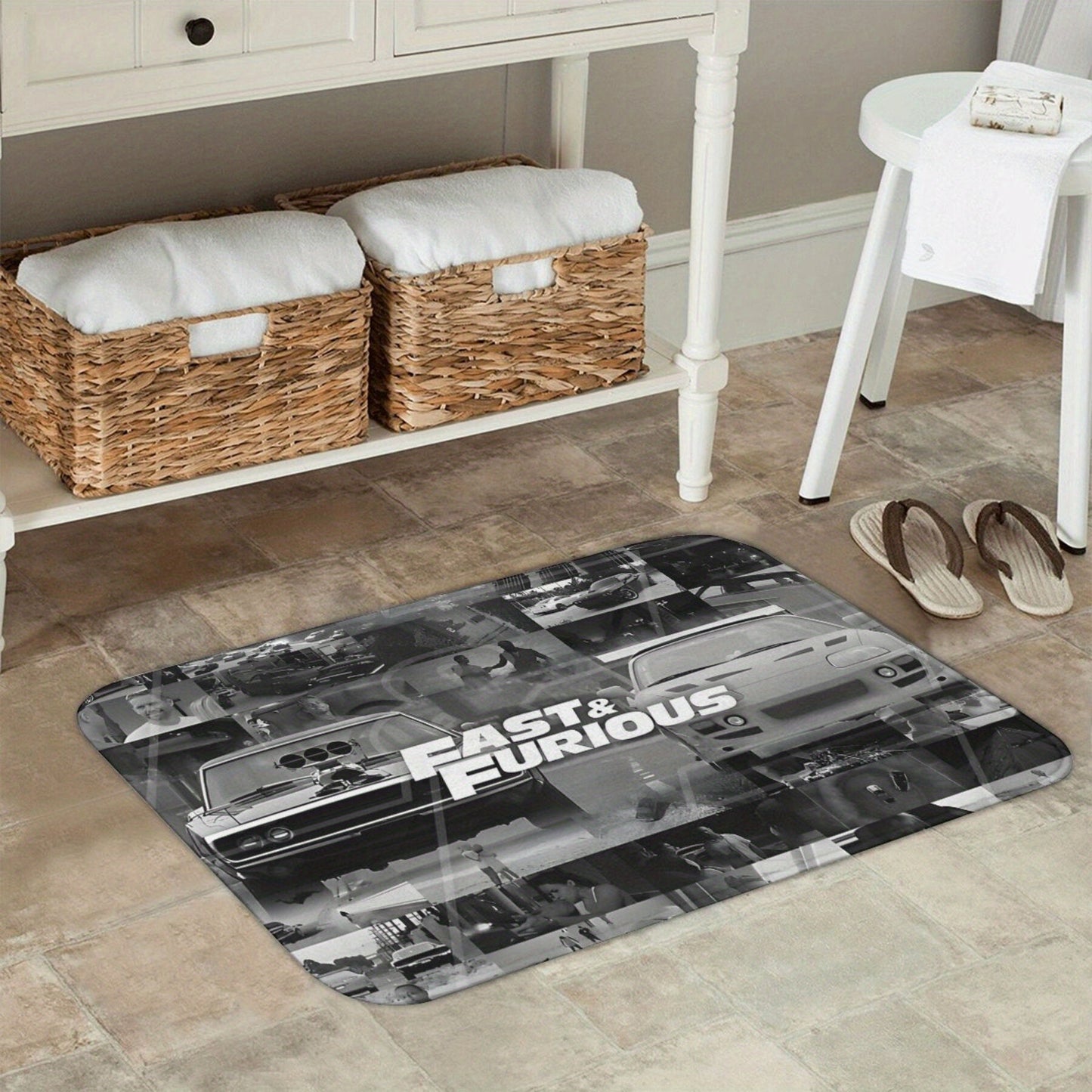 Non-Slip Fast & Furious Movie Themed Doormat for Living Room, Hallway, Home Christmas Decor - Machine Washable, Lightweight - Suitable for Areas Larger than 2.16m² or Longest Sides Longer than 1.8M