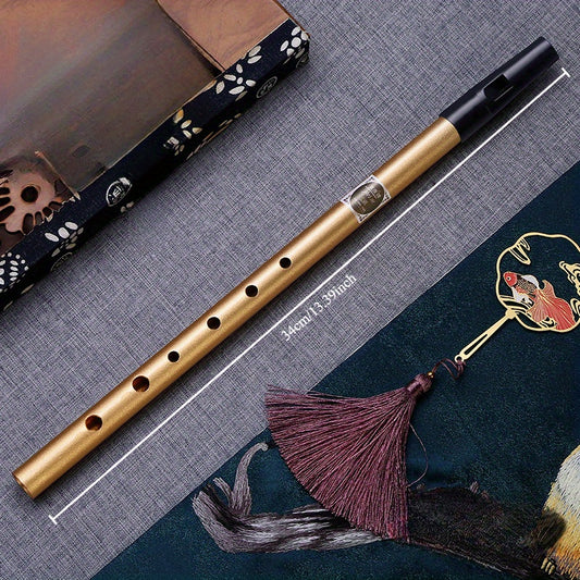 Aluminum alloy bamboo flutes in C & D, perfect for beginners, come in gold or black.