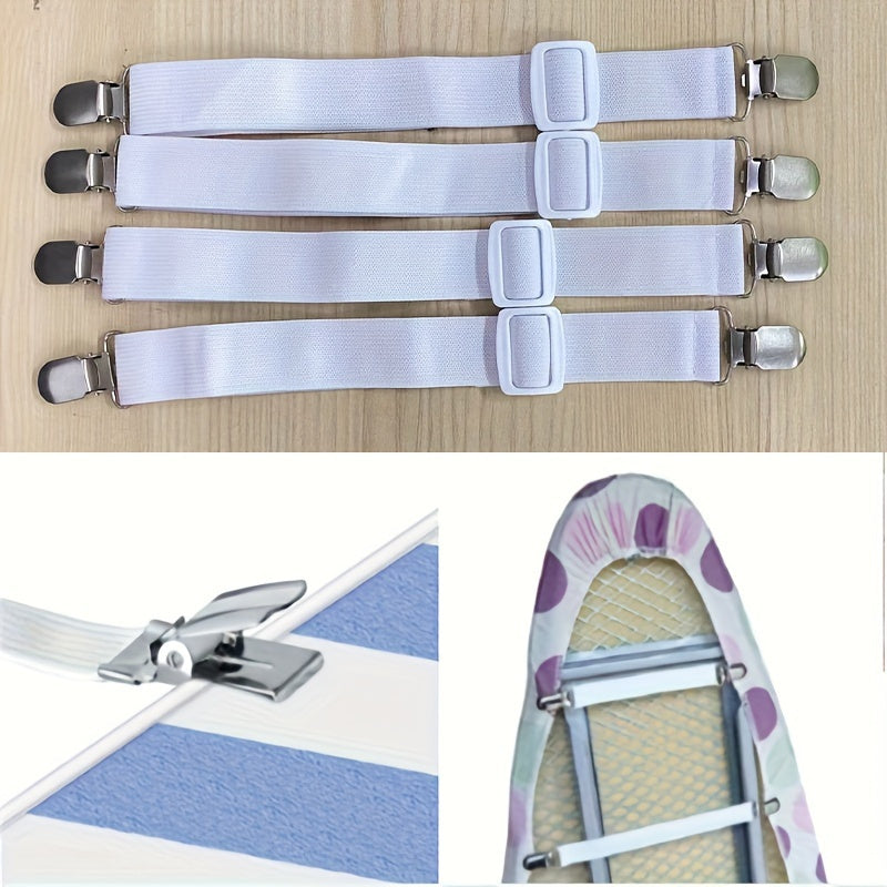 White Adjustable Bed Sheet Fixers with Anti-Running Anti-Slip Buckles - Convenient Sofa and Tablecloth Clips with Adjustable Straps - Durable and Long-Lasting Household Essentials that are Easy to Use