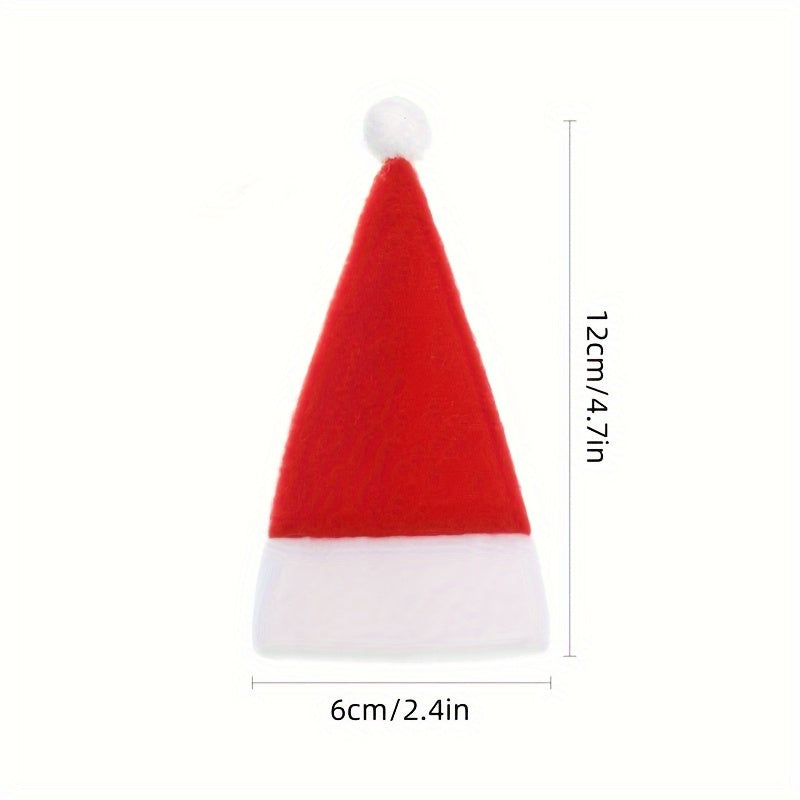 Festive Christmas 10-Pack Santa Hat Silverware Holders for Holiday Dining and Seasonal Decor.