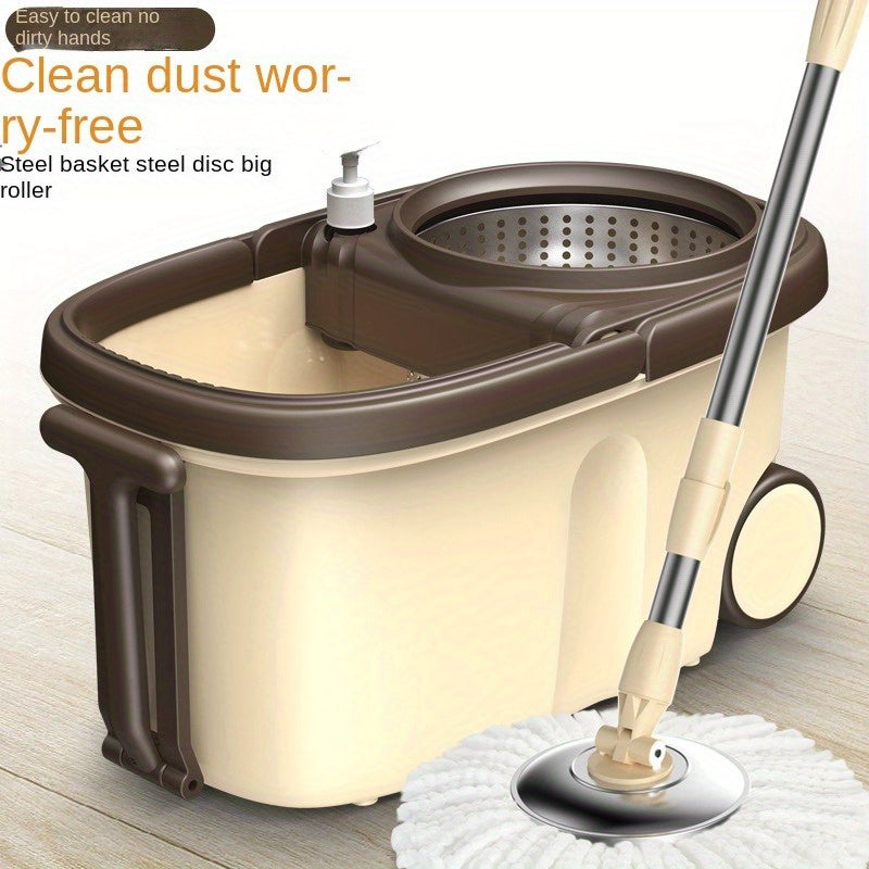 Mop and Bucket Set with Rolling Wheels, Spinning Mop for Living Room, Quick Wringing Bucket System, Effective Floor Cleaning Bundle