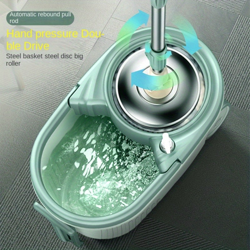 Set of Rotating Mop Buckets, Essential Home Cleaning Tool with Double Drive, Drying Hand Washing Mop for Bedroom, Kitchen, and Household Cleaning Needs.