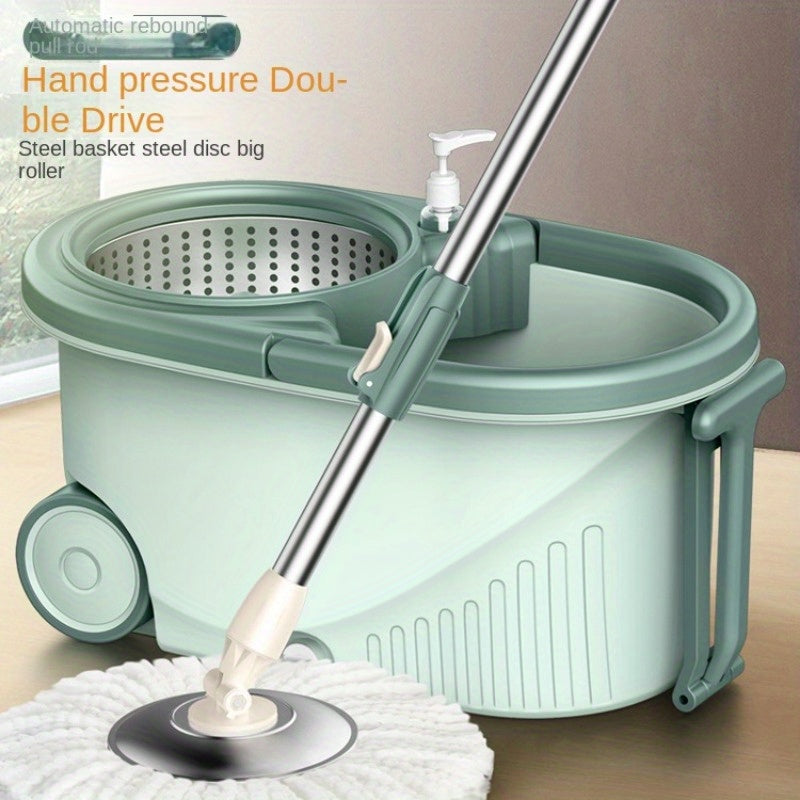 Set of Rotating Mop Buckets, Essential Home Cleaning Tool with Double Drive, Drying Hand Washing Mop for Bedroom, Kitchen, and Household Cleaning Needs.