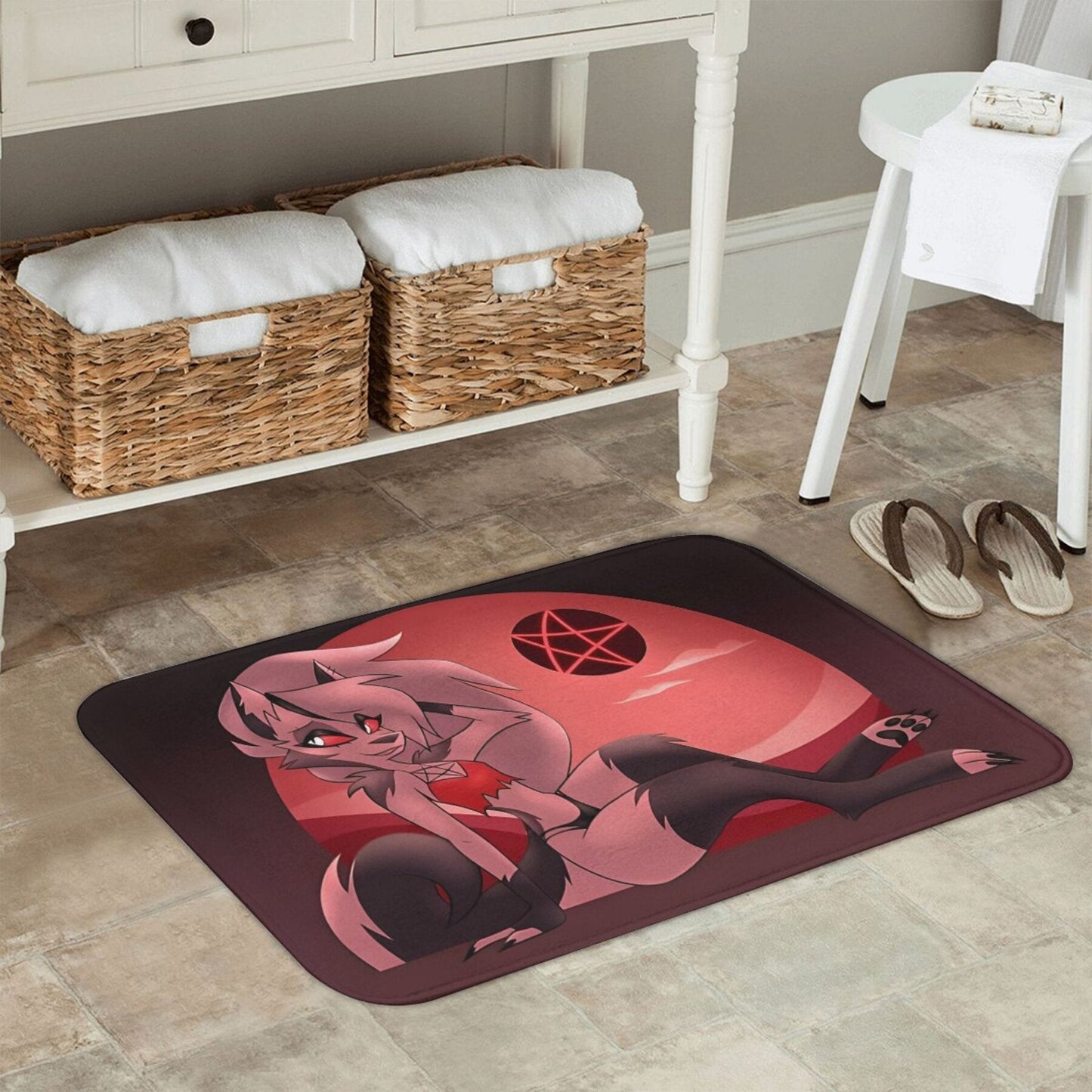 Loona V2 Anime Character Polyester Doormat - Lightweight and Machine Washable Non-Slip Rectangle Bath Mat for Indoor Use - Single Piece