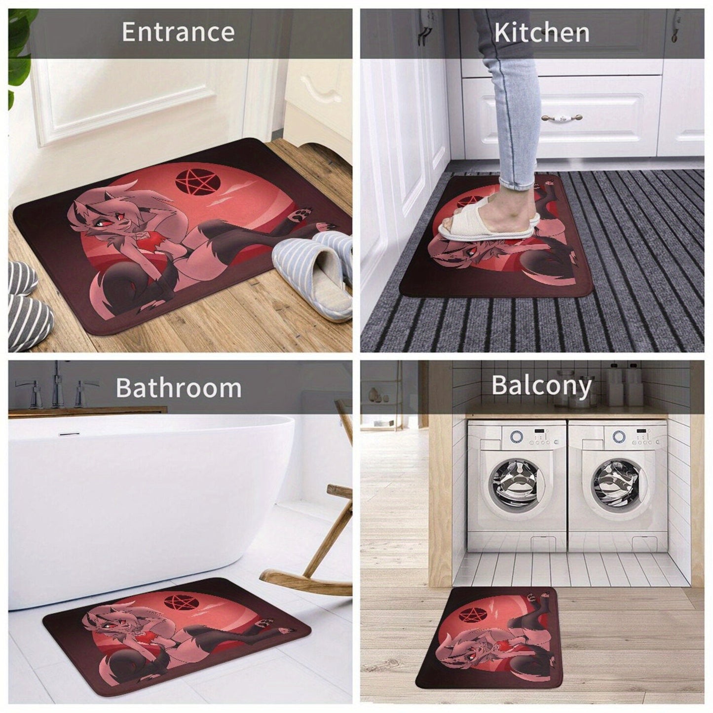 Loona V2 Anime Character Polyester Doormat - Lightweight and Machine Washable Non-Slip Rectangle Bath Mat for Indoor Use - Single Piece