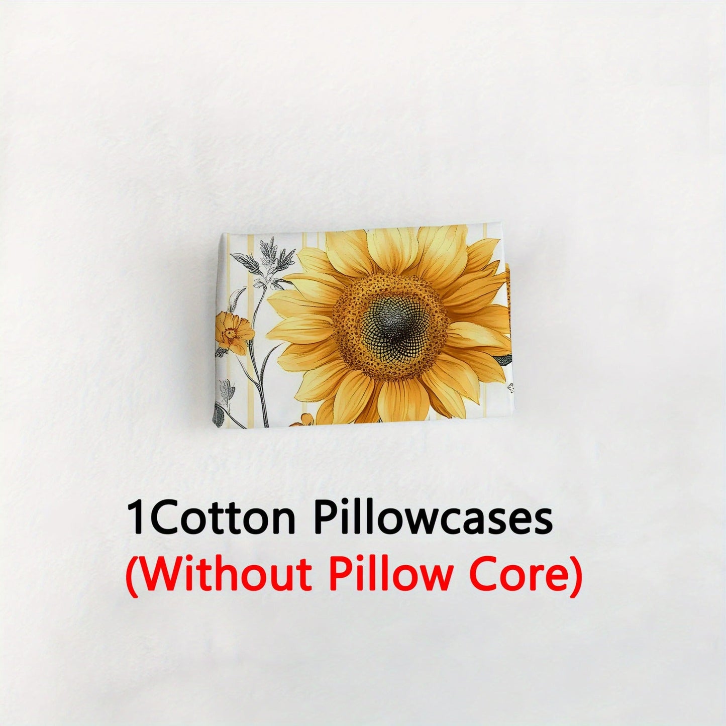 One Sunflower Pattern Pillowcase made of 100% Cotton with a 3D Digital Print. This pillowcase is soft, comfortable, and skin-friendly, perfect for use in the bedroom, guest room, hotel, or as a gift for home kitchen bedding. It is durable, waterwashed