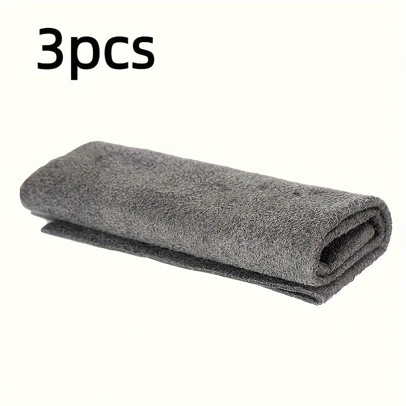 Set of 3 Polyester Cleaning Cloths, Durable and Reusable, Perfect for Household Cleaning Tasks such as Windows, Mirrors, Glass, and Car Detailing - Suitable for Kitchen and Bathroom Use