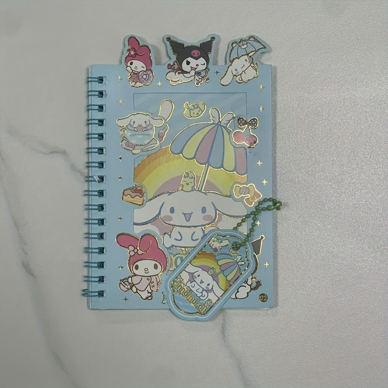 Sanrio Kuromi & Melody Cinnamoroll DIY Journal Kit - Includes Coil Notebook, Stickers & Charms in Blue, Purple, Pink - Perfect for Teens & Adults