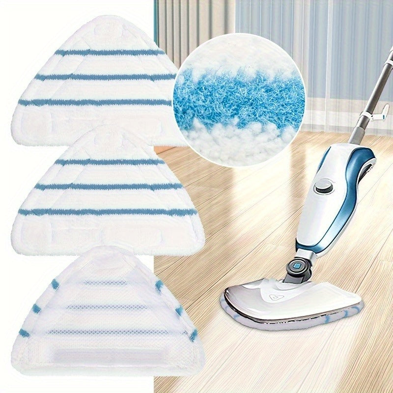 Replacement pad for the Triangle Steam Mop, designed to fit X5/H2O/H20 models. Made with high absorption and durable microfiber material for effective dirt removal. Features blue stripes for a premium cleaning experience.