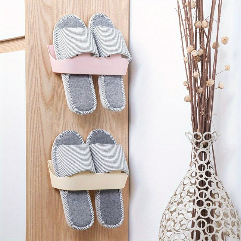 Wall-Mounted Shoe Rack Saves Space, Plastic Slipper Holder for Bathroom, Back Organizer for Any Room, Easy to Install Without Power