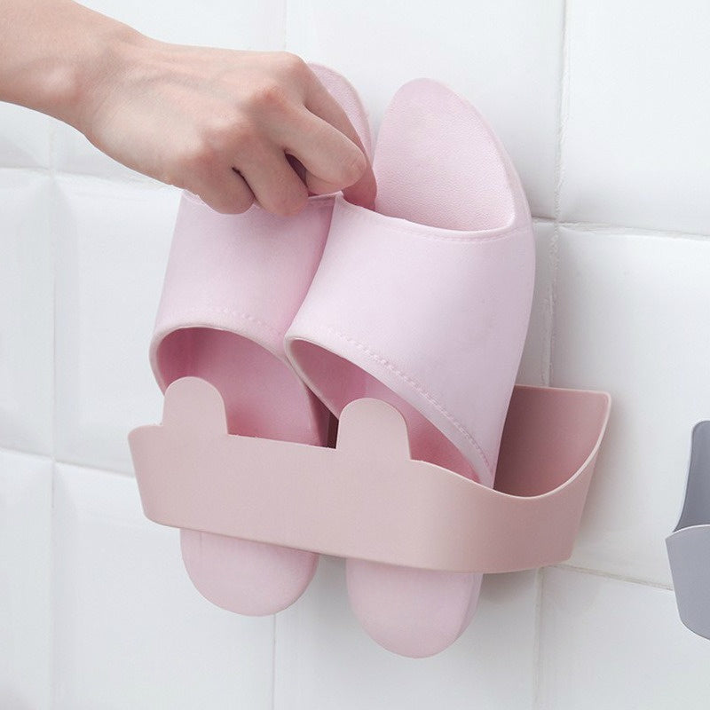 Wall-Mounted Shoe Rack Saves Space, Plastic Slipper Holder for Bathroom, Back Organizer for Any Room, Easy to Install Without Power