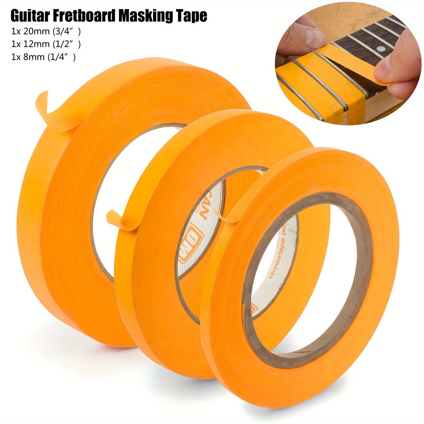 3-Pack PVC Gitara Fretboard Himoya Lentalari Sariq Rangda Elektr Gitara va Bass Ta'miri Uchun