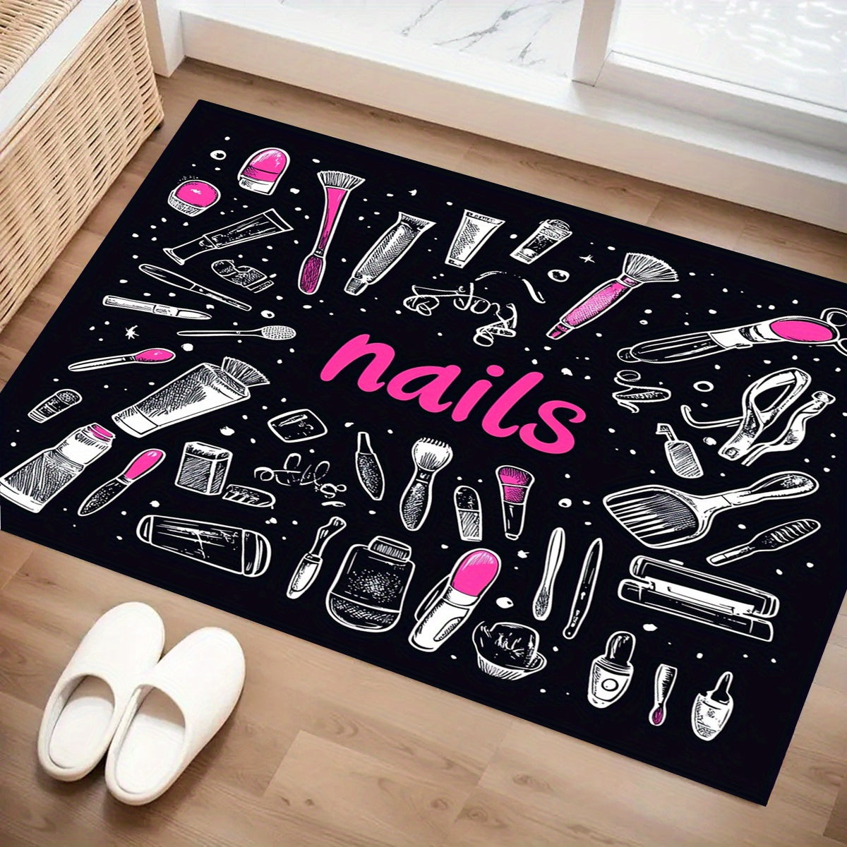 Polyester Doormat for 1PC - Lightweight, Fade Resistant with Moisture Barrier - Machine Made Rectangle Rug ideal for Entrance, Bedroom, and Living Room - Easily Hand Washable - Perfect for Christmas and Thanksgiving Decor with 3D Nails Print Anti-Slip