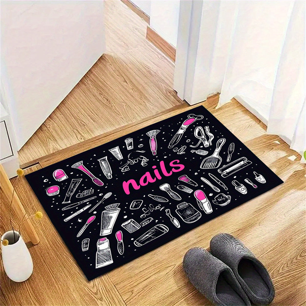 Polyester Doormat for 1PC - Lightweight, Fade Resistant with Moisture Barrier - Machine Made Rectangle Rug ideal for Entrance, Bedroom, and Living Room - Easily Hand Washable - Perfect for Christmas and Thanksgiving Decor with 3D Nails Print Anti-Slip