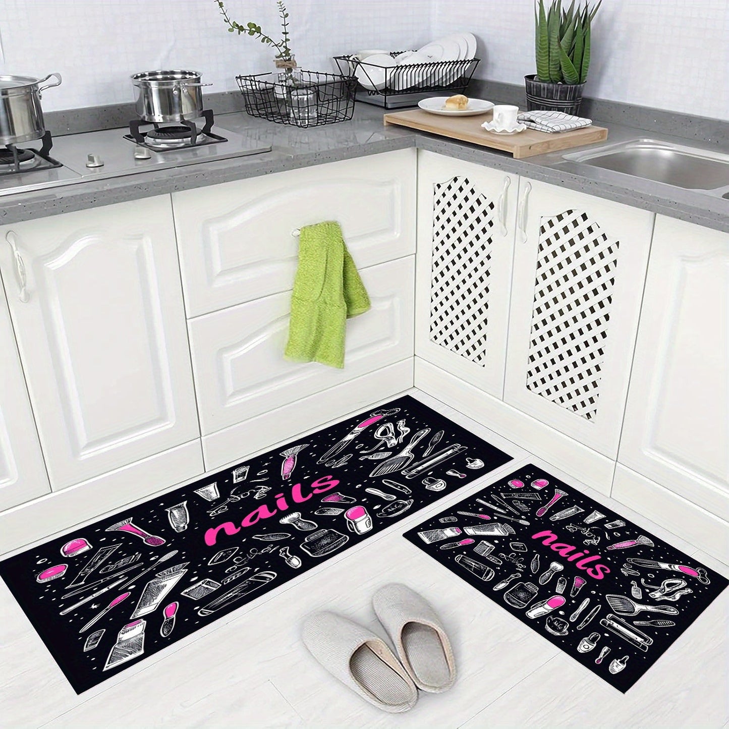 Polyester Doormat for 1PC - Lightweight, Fade Resistant with Moisture Barrier - Machine Made Rectangle Rug ideal for Entrance, Bedroom, and Living Room - Easily Hand Washable - Perfect for Christmas and Thanksgiving Decor with 3D Nails Print Anti-Slip