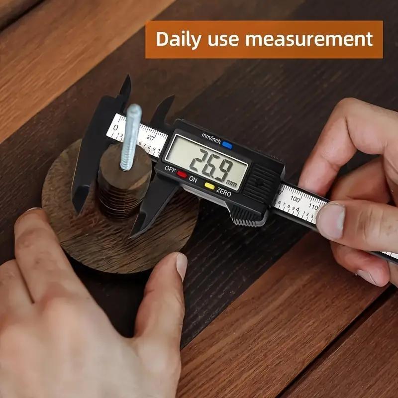 1pc Digital Caliper with LCD Screen, Triangular Scale Ruler, and High Precision Carbon Fiber Plastic Construction