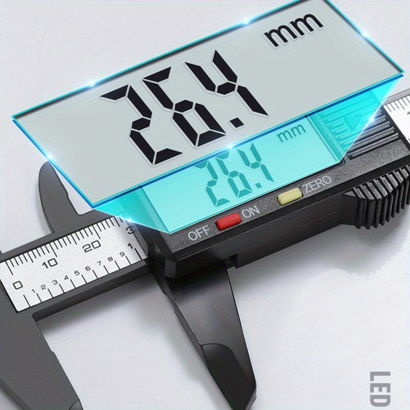 1pc Digital Caliper with LCD Screen, Triangular Scale Ruler, and High Precision Carbon Fiber Plastic Construction