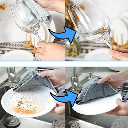 Set of 5 Miracle Fish Scale Glass Cleaning Cloths - Leaves Windows, Mirrors, Screens, and Dishes Streak-Free, Lint-Free, and Sparkling Clean - Reusable Towels Perfect for Kitchen, Bathroom, and Living Room