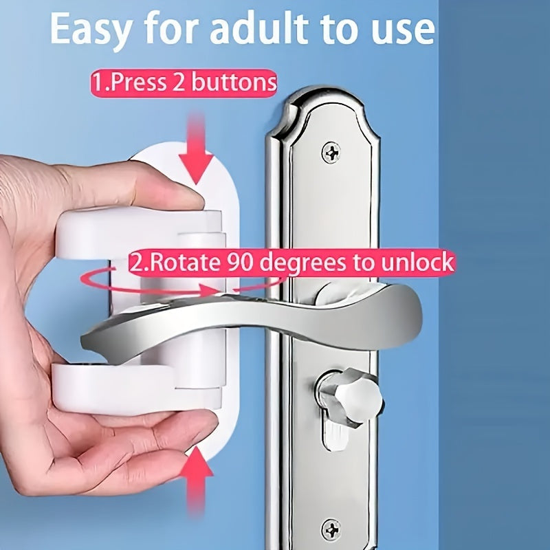 Simple to install, white safety door lock handle that is anti-theft and requires no tools for installation