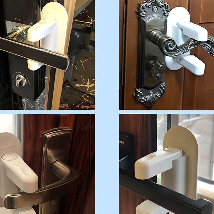 Simple to install, white safety door lock handle that is anti-theft and requires no tools for installation