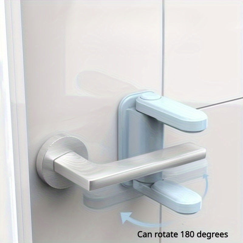 Simple to install, white safety door lock handle that is anti-theft and requires no tools for installation