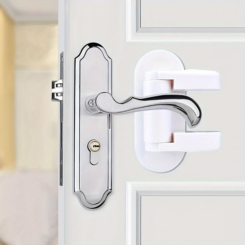 Simple to install, white safety door lock handle that is anti-theft and requires no tools for installation