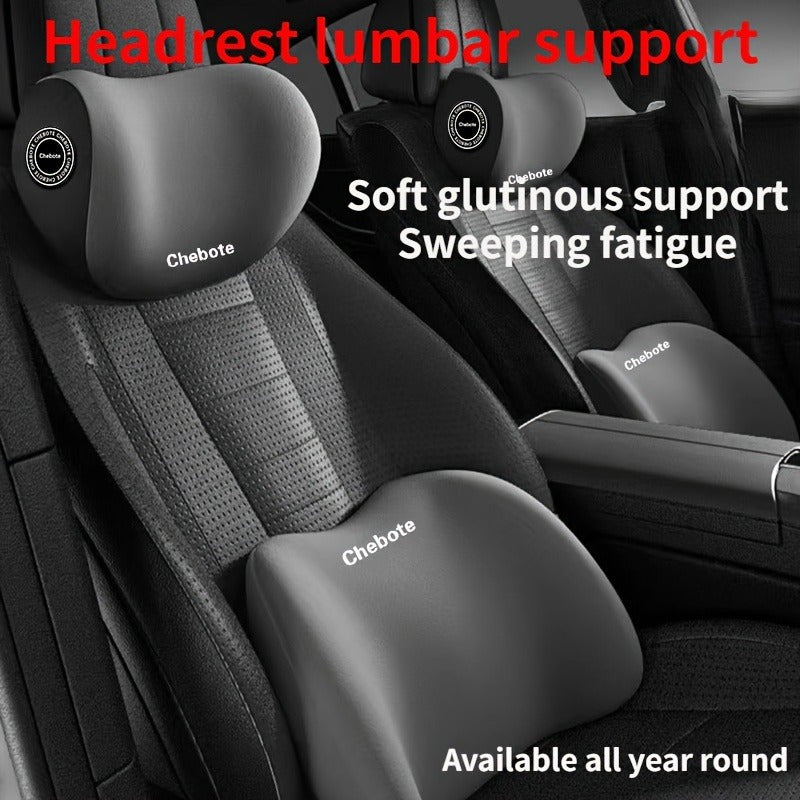 Set of 2 Memory Foam Car Neck Pillows and Lumbar Support - Comfort for Driver and Passenger