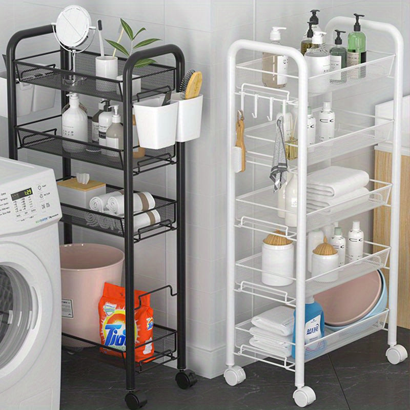 Compact and Flexible Rolling Storage Cart with Multiple Layers - Ideal Organizer for Bathroom, Kitchen & Bedroom to Maximize Space