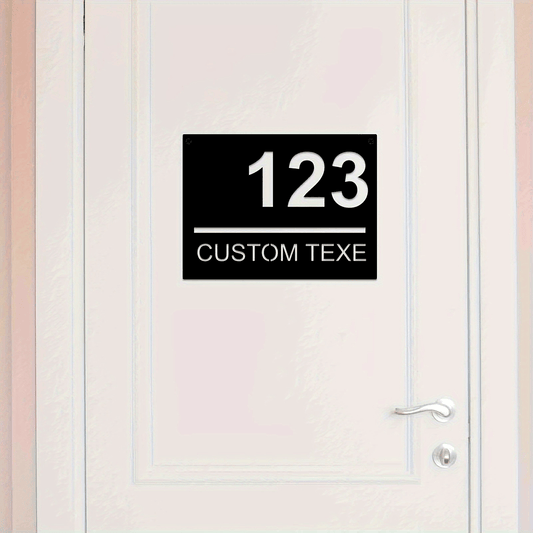 Customizable Metal Address Plaque - Sturdy Iron House Number Sign, Personalized Door Hanger for Adults, Contemporary Street Address Plate for Ages 14 and Up - Black